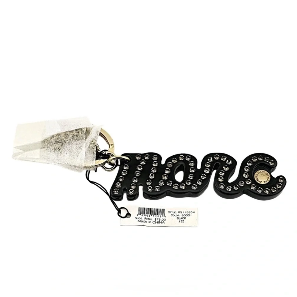 Marc Jacobs Large Signature Black and Gold Keychain NEW